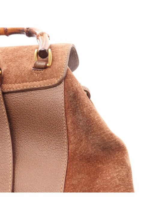 Gucci Backpack Bamboo 003 Brown Suede Leather Sac